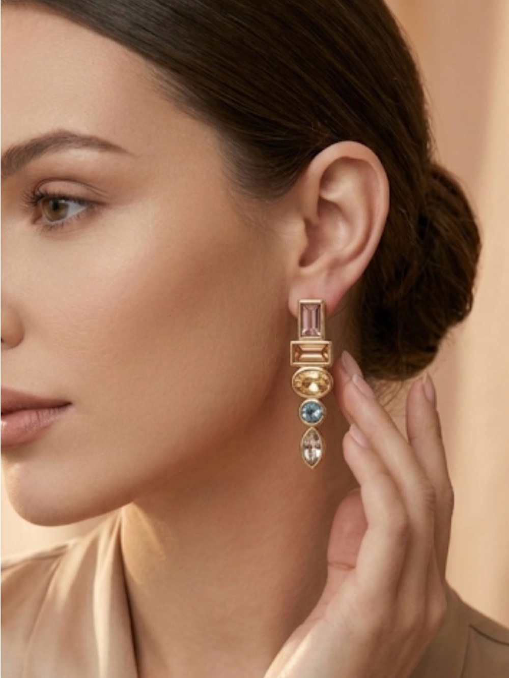 Gorgeous Multi-Color Art Deco Drop Earrings